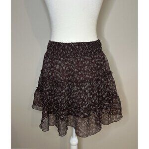 Funky People Skirt Sz M Purple Floral Boho Cottage Cute #1169